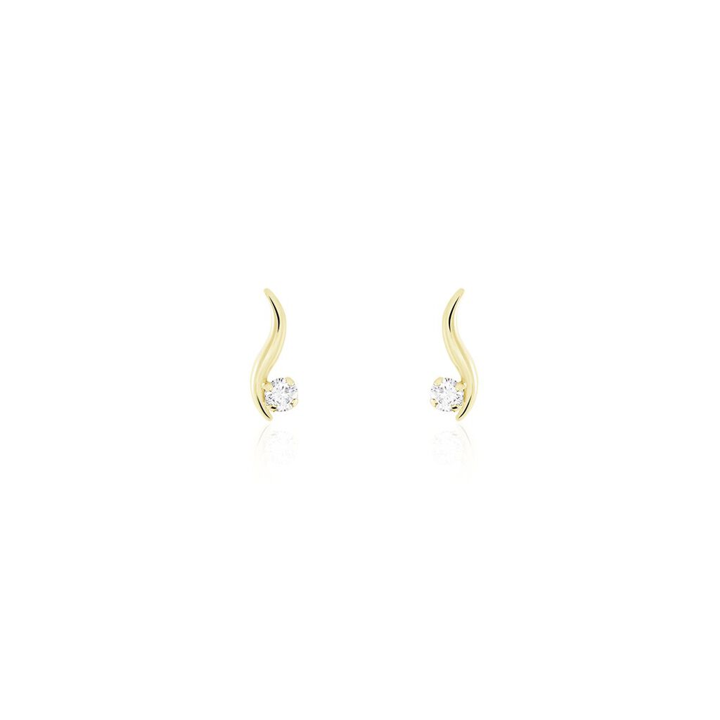 Boucles D'oreilles Puces Beryl Virgule Or Jaune Oxyde De Zirconium - Clous d'oreilles Femme | Histoire d’Or