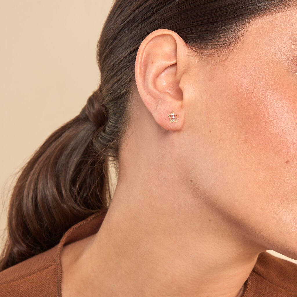 Boucles D'oreilles Puces Elais Etoile 5 Or Jaune Oxyde - Clous d'oreilles Femme | Histoire d’Or