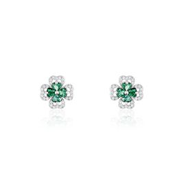 Boucles D'oreilles Puces Argent Blanc Deryn Verre Oxydes De Zirconium - Boucles d'oreilles fantaisie Femme | Histoire d’Or
