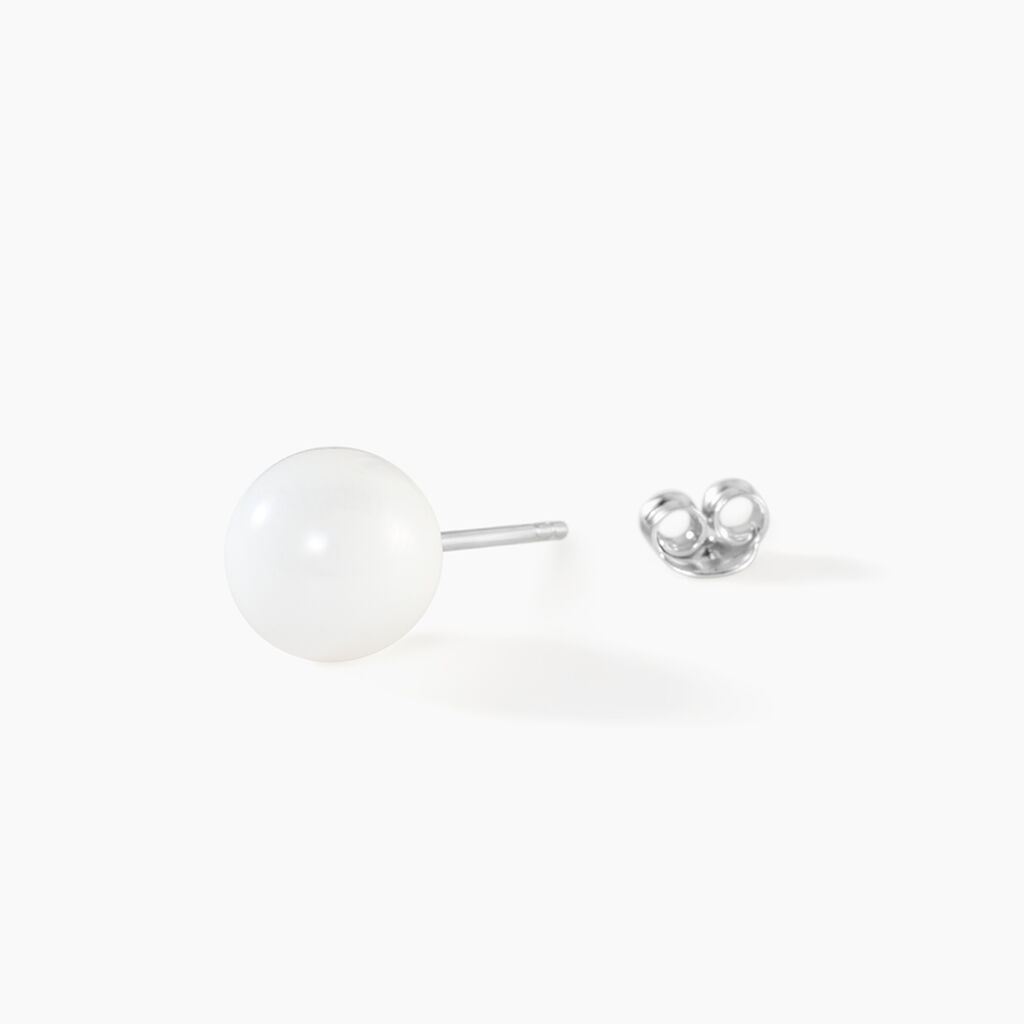 Boucles D'oreilles Puces Orbe Argent Blanc C&eacute;ramique - Boucles d'oreilles fantaisie Femme | Histoire d&rsquo;Or