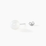 Boucles D'oreilles Puces Orbe Argent Blanc C&eacute;ramique - Boucles d'oreilles fantaisie Femme | Histoire d&rsquo;Or