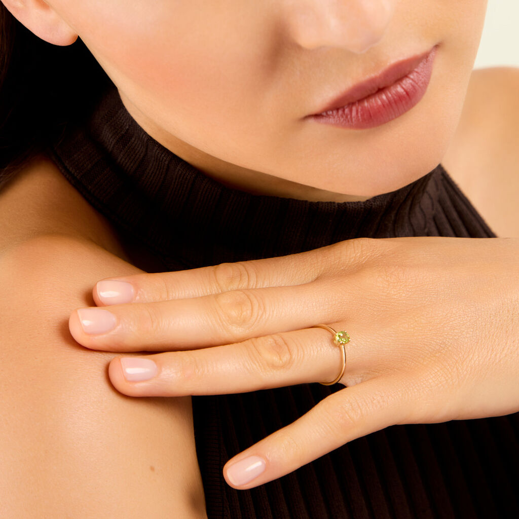 Bague Valentino Argent Dor&eacute; A L'Or 750/1000 P&eacute;ridot - Bagues solitaires Femme | Histoire d&rsquo;Or