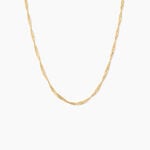Collier Imanie Maille Singapour Argent Dor&eacute; A L'Or 750/1000 - Bijoux sans pierre Femme | Histoire d&rsquo;Or