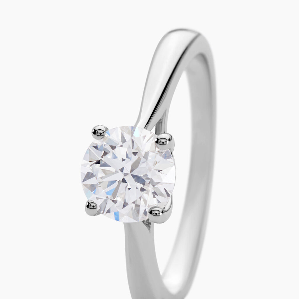 Bague Solitaire Fiona Or Blanc Diamant Synthetique - Bagues solitaires Femme | Histoire d’Or