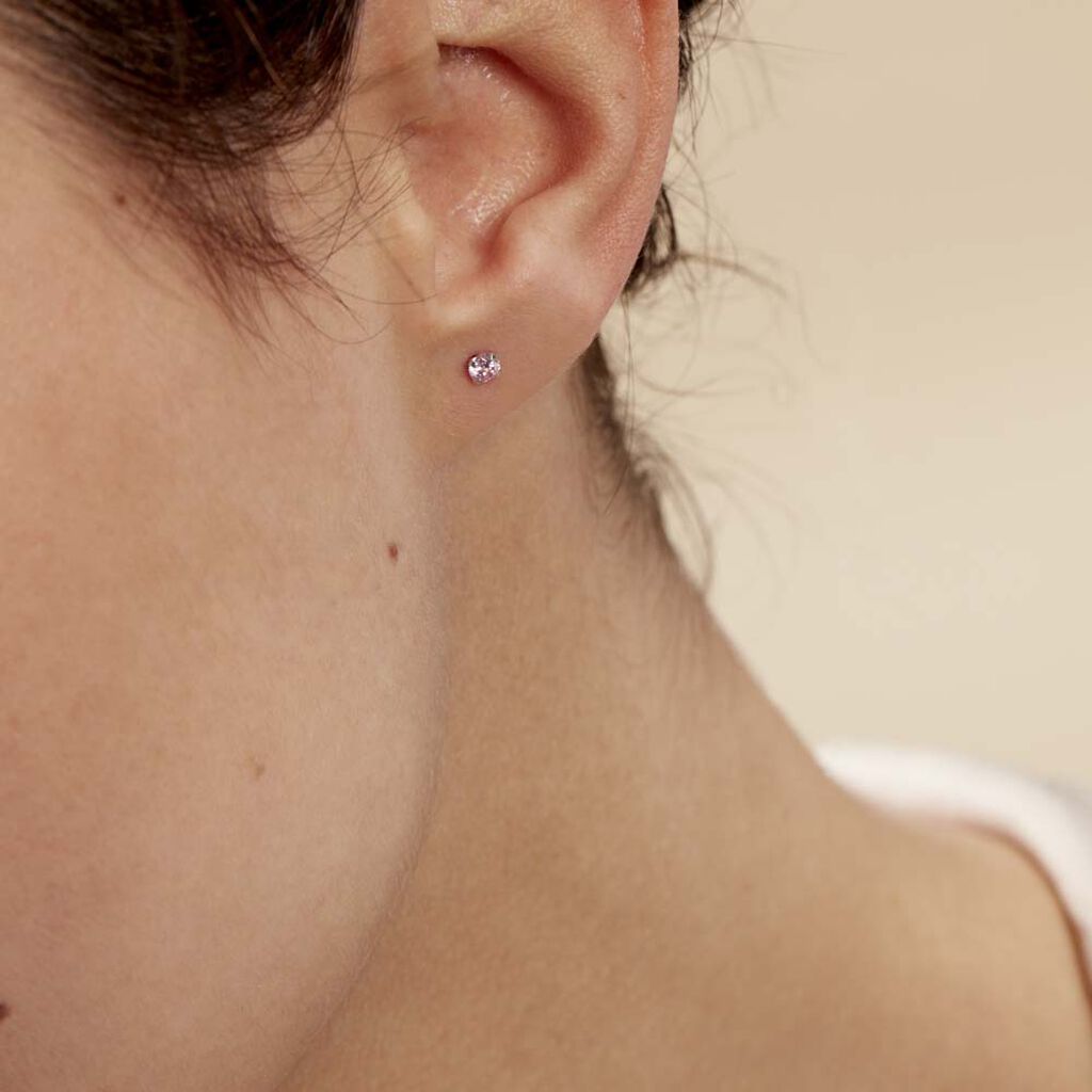 Boucles D'oreilles Puces Eddie Or Blanc Oxyde De Zirconium - Clous d'oreilles Femme | Histoire d’Or