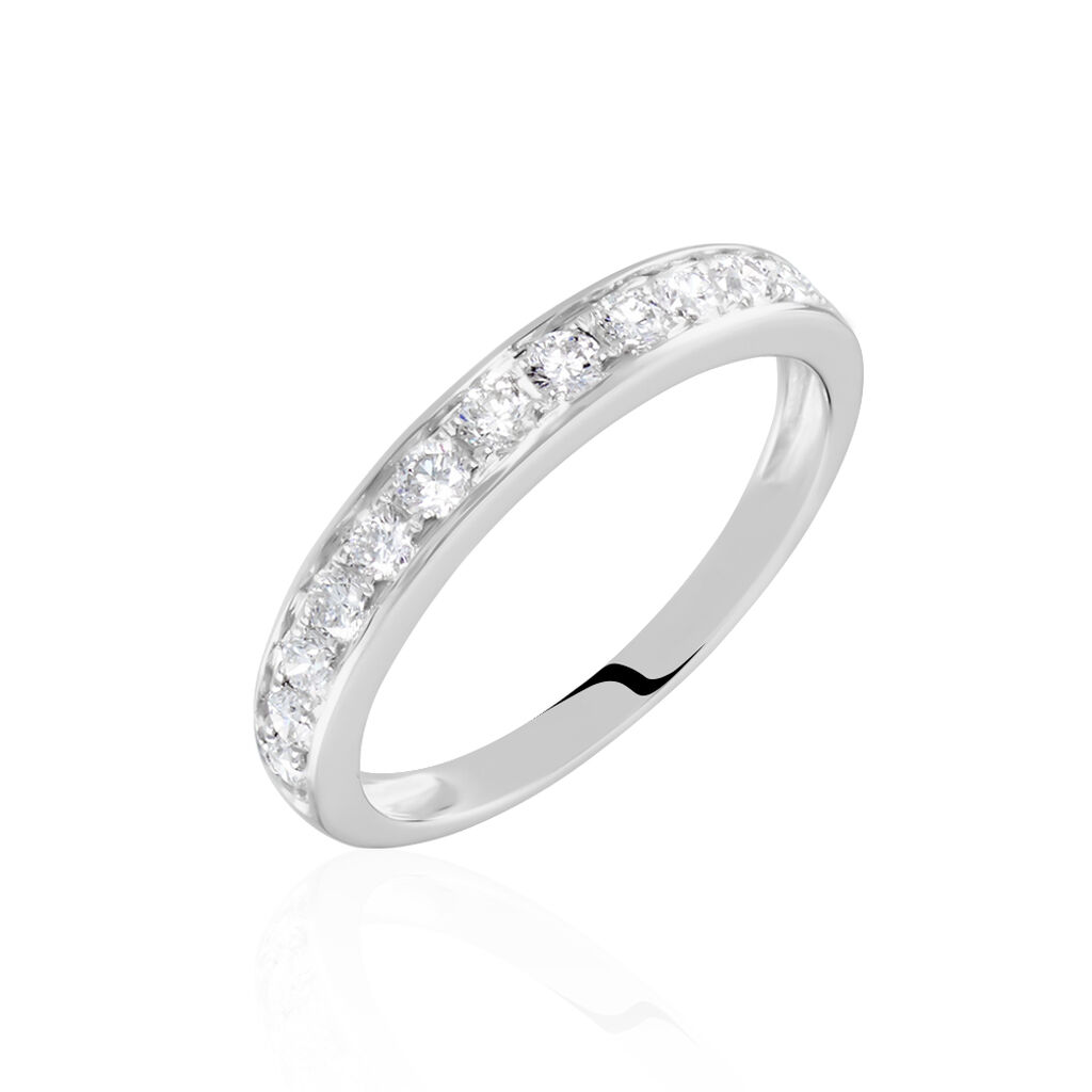Demi-alliance Or Blanc  Valentine Diamant Synthetique - Bijoux Femme | Histoire d&rsquo;Or