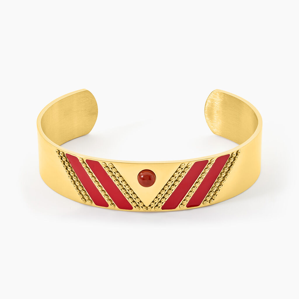 Bracelet Manchette Imagine Tamera Acier Jaune Jaspe - Bracelets manchettes Femme | Histoire d&rsquo;Or