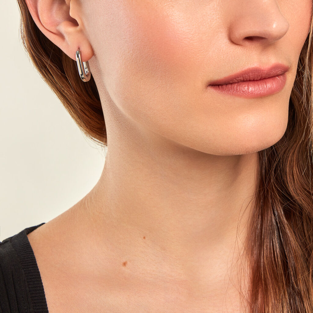 Créoles Urban Line Acier Blanc - Boucles d'oreilles créoles Femme | Histoire d’Or