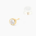 Boucles D'oreilles Puces Elda Serti Clos Or Jaune Oxyde De Zirconium - Clous d'oreilles Femme | Histoire d&rsquo;Or