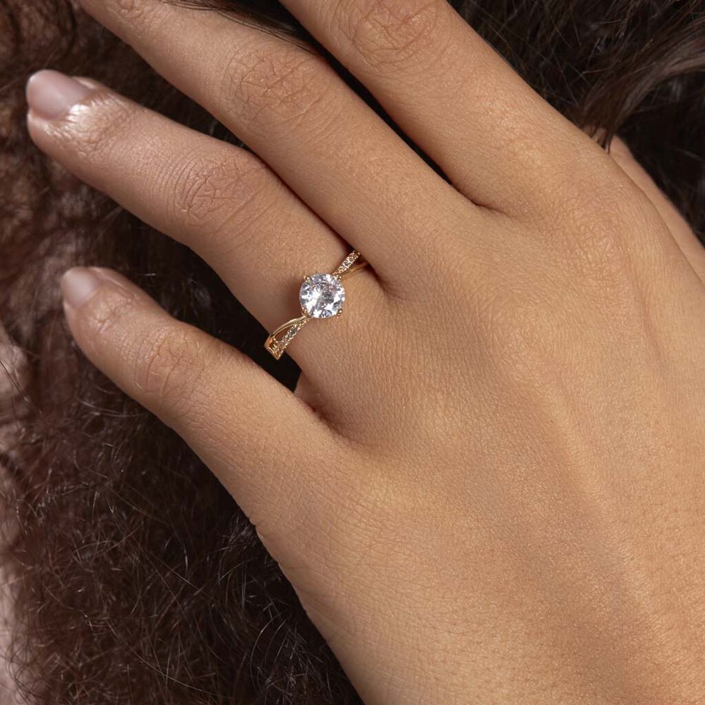 Bague Solitaire Sarah-lee Plaqué Or Jaune Oxyde De Zirconium - Bagues solitaires Femme | Histoire d’Or
