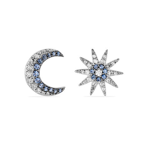 Boucles D'oreilles Dépareillées Bekhta Or Blanc Oxyde De Zirconium - Boucles d'Oreilles Etoile Femme | Histoire d’Or