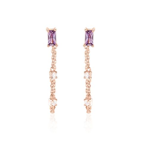 Boucles D'oreilles Pendantes Purple Mood Argent Rose Oxydes - Boucles d'oreilles fantaisie Femme | Histoire d’Or