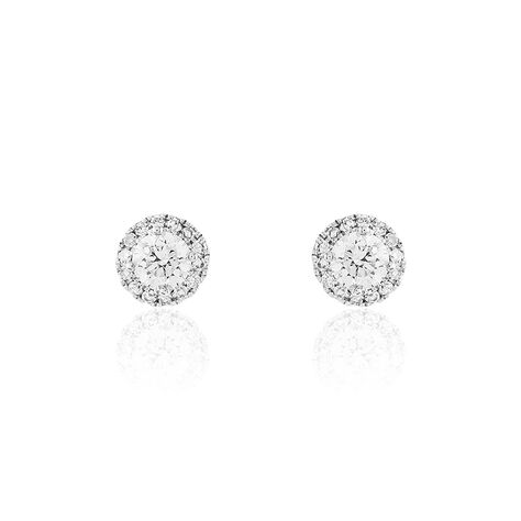 Boucles D'oreilles Puces Karen Or Blanc Diamant - Clous d'oreilles Femme | Histoire d’Or