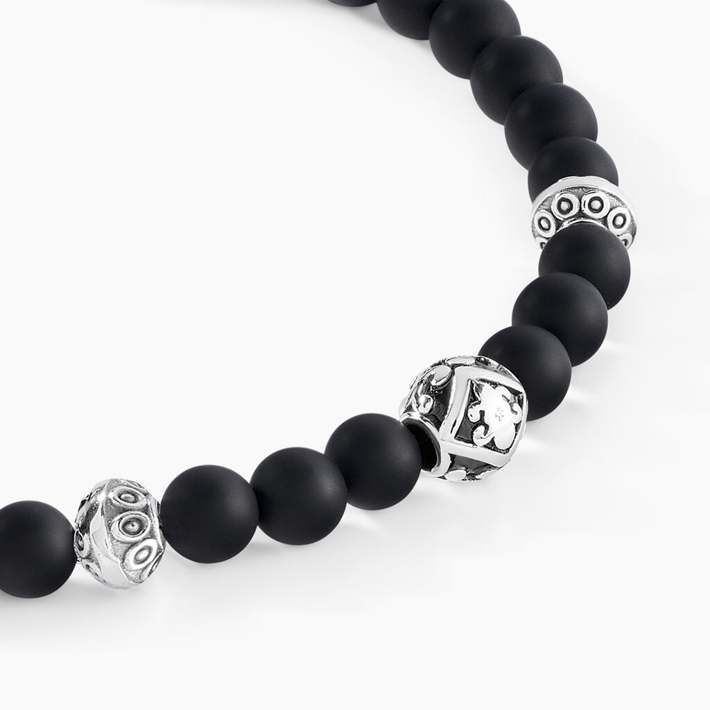 Bracelet Labhras Acier Blanc Agate - Bracelets Homme | Histoire d&rsquo;Or