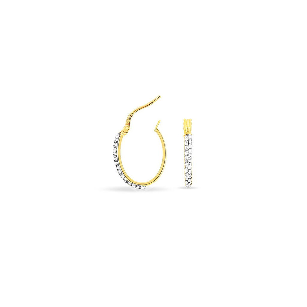Créoles Sandrine Or Jaune Strass - Boucles d'oreilles créoles Femme | Histoire d’Or