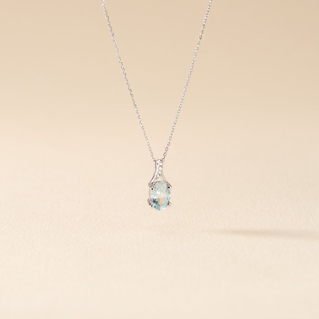 Collier Audea Or Blanc Topaze Et Oxyde De Zirconium - Colliers Femme | Histoire d&rsquo;Or