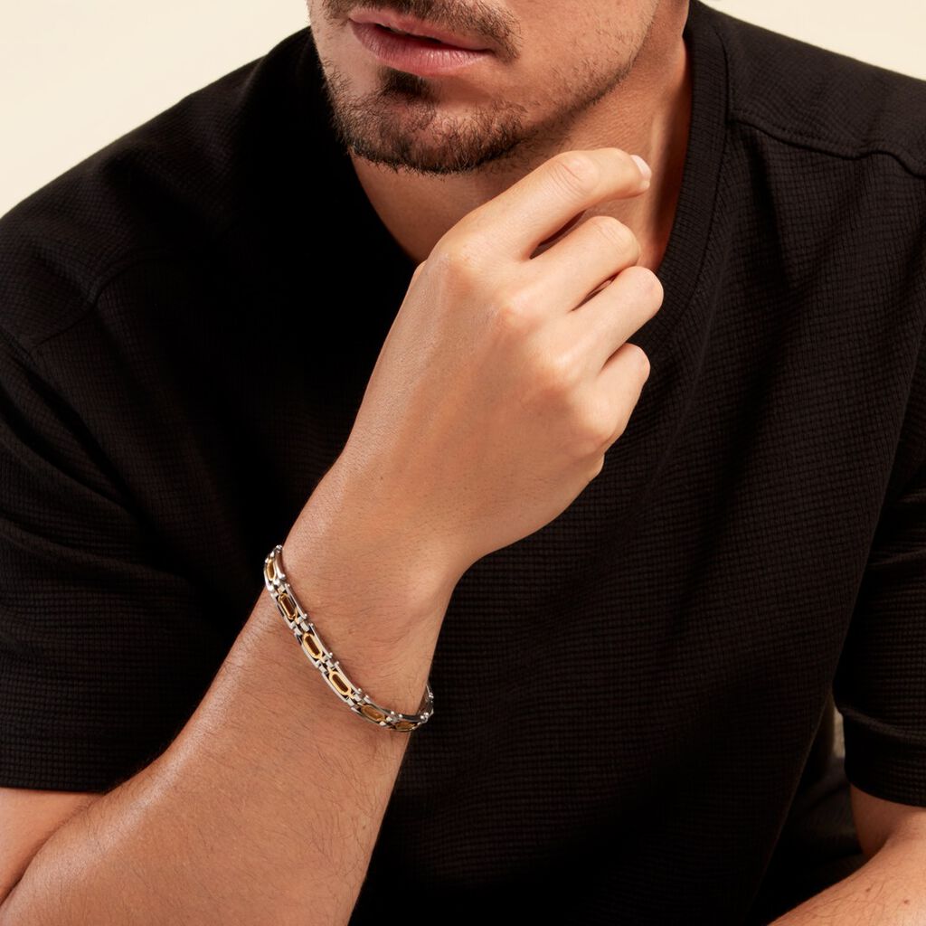 Bracelet Jourdan Wild Acier Blanc Et Jaune - Bracelets Homme | Histoire d’Or
