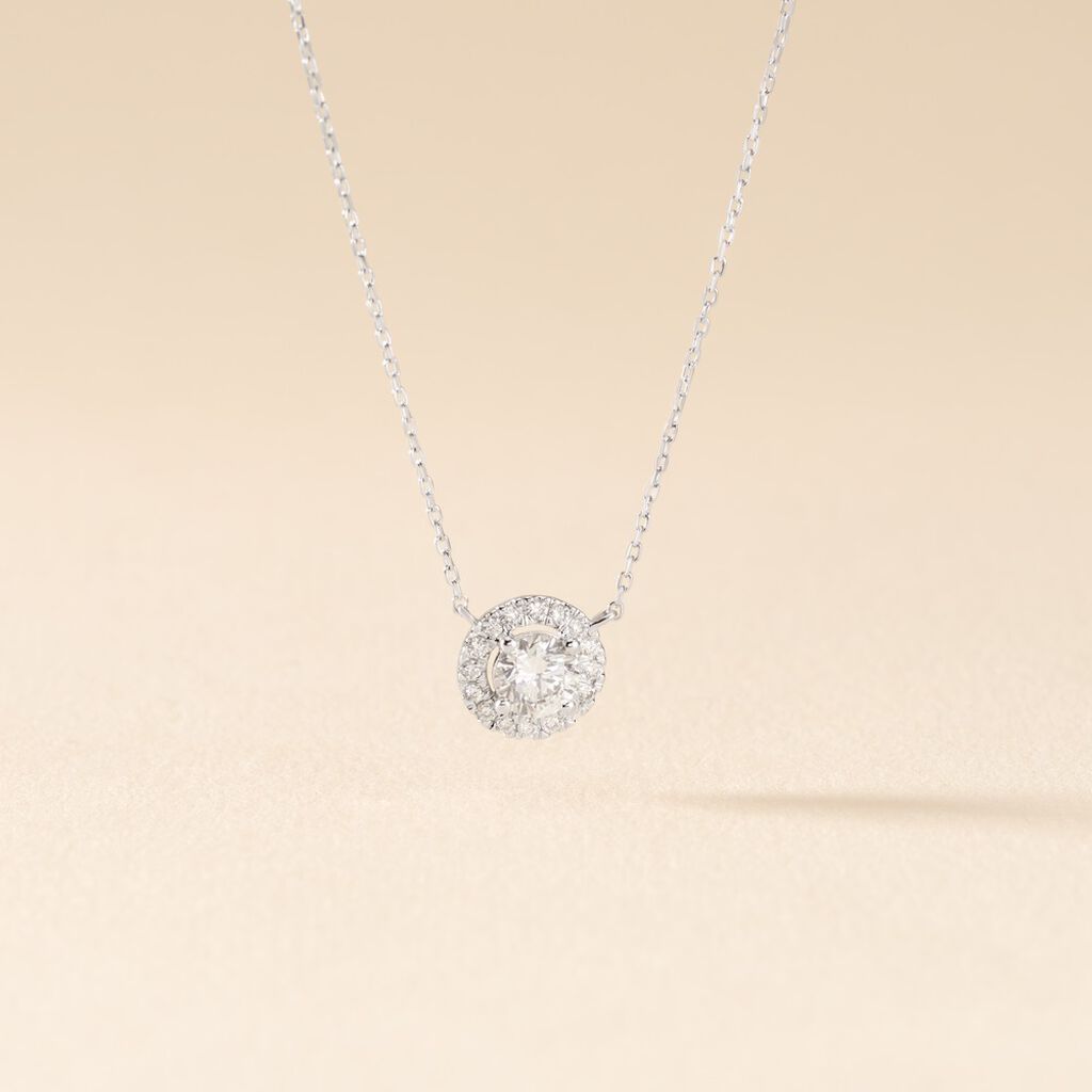 Collier Mentoura Or Blanc Diamant Synth&eacute;tique - Colliers Femme | Histoire d&rsquo;Or