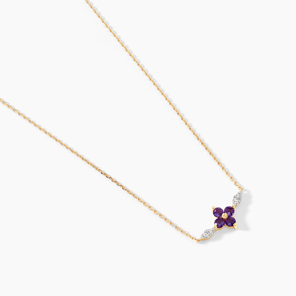 Collier Everett Or Jaune Am&eacute;thyste Oxyde De Zirconium - Colliers Femme | Histoire d&rsquo;Or