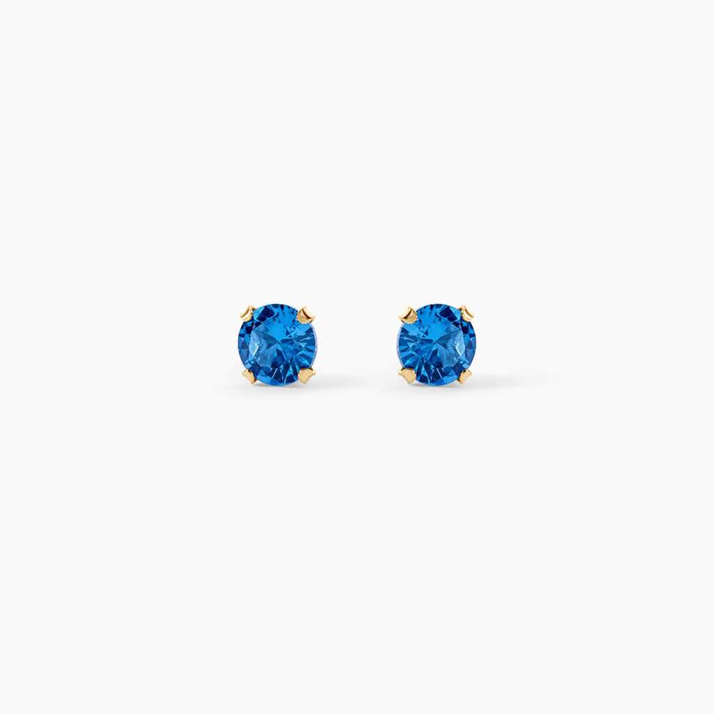 Boucles D'oreilles Puces Carin Serti Griffe 3 Or Jaune Oxyde - Clous d'oreilles Femme | Histoire d&rsquo;Or