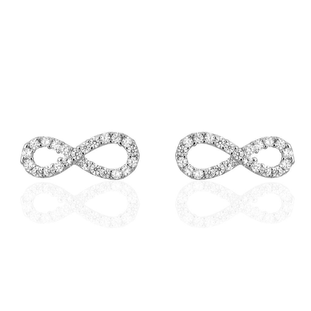 Boucles D'oreilles Puces Clélia Argent Blanc Oxyde De Zirconium - Boucles d'oreilles fantaisie Femme | Histoire d’Or