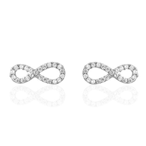 Boucles D'oreilles Puces Clélia Argent Blanc Oxyde De Zirconium - Boucles d'oreilles fantaisie Femme | Histoire d’Or