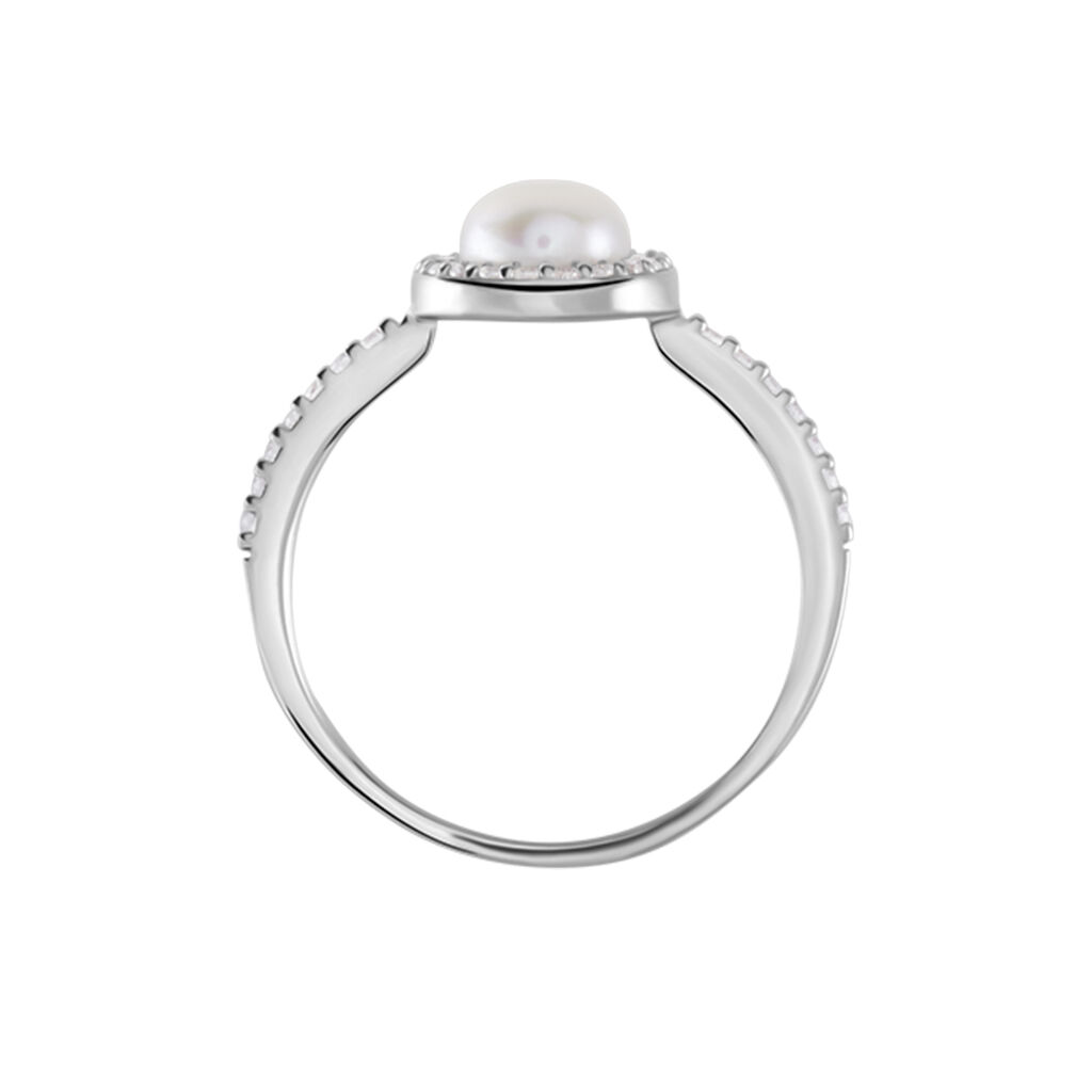 Bague Argent Blanc Suada Perle De Culture Oxyde De Zirconium - Bagues avec pierre Femme | Histoire d’Or