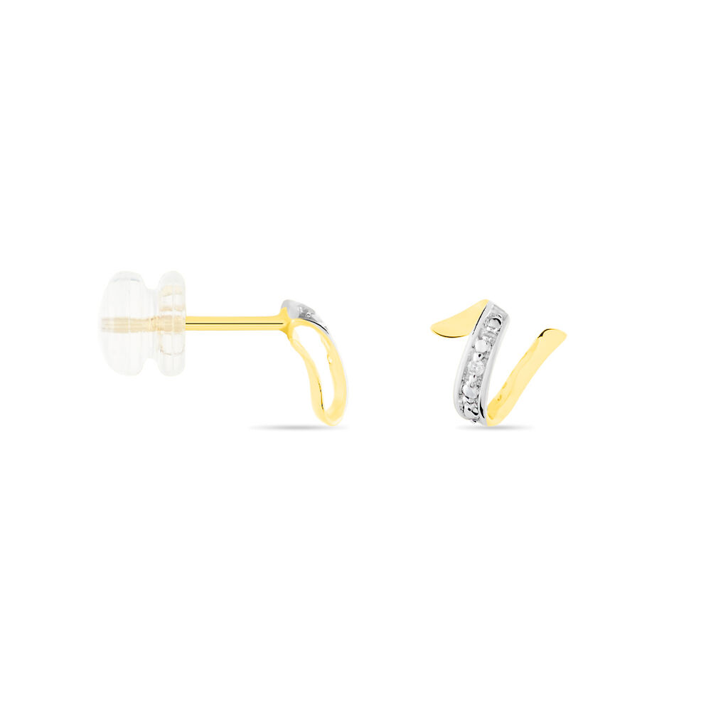 Boucles D'oreilles Puces Ouassima Or Jaune Diamant - Clous d'oreilles Femme | Histoire d’Or