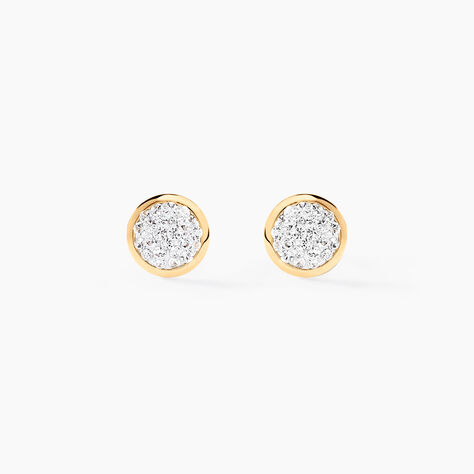 Boucles D'oreilles Puces Lane Or Jaune Strass - Clous d'oreilles Enfant | Histoire d’Or