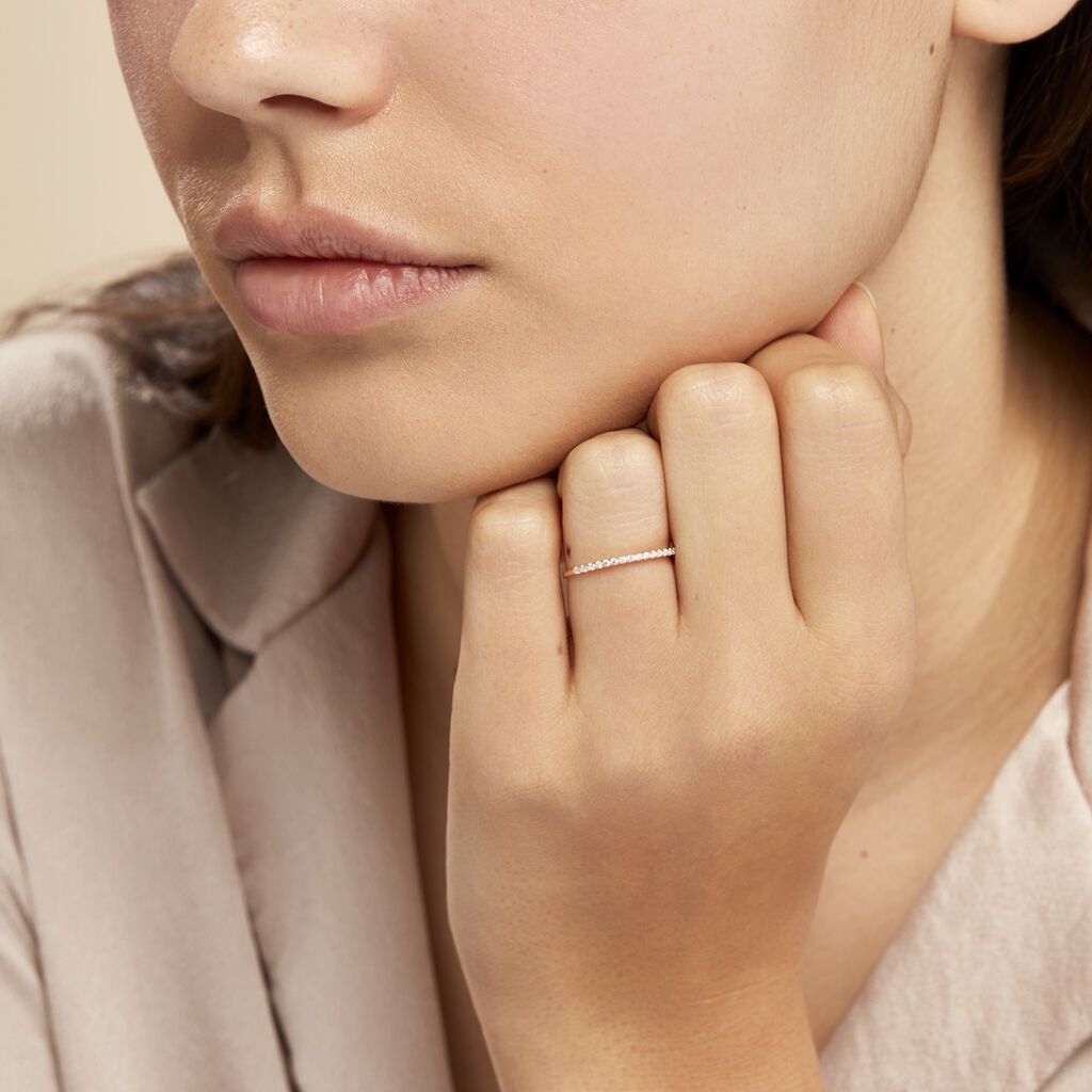 Bague Jaquelyn Argent Rose Oxyde De Zirconium - Bagues avec pierre Femme | Histoire d’Or