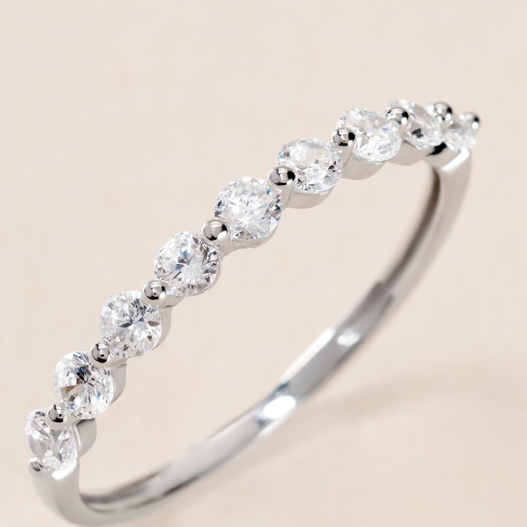 Demi Alliance Or Blanc Eclat D'etoile Oxyde De Zirconium - Bagues avec pierre Femme | Histoire d’Or