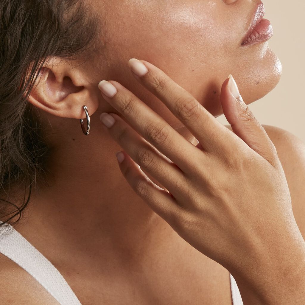 Créoles Esaias Acier Blanc - Boucles d'oreilles créoles Femme | Histoire d’Or