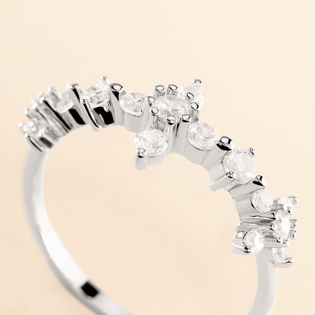Bague Midnight Flower Argent Blanc Oxyde De Zirconium - Bagues avec pierre Femme | Histoire d&rsquo;Or