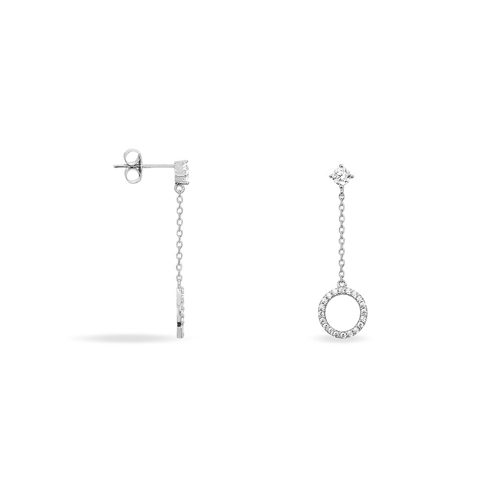 Boucles D'oreilles Pendantes Lim Or Blanc Oxyde De Zirconium - Boucles d'oreilles pendantes Femme | Histoire d&rsquo;Or