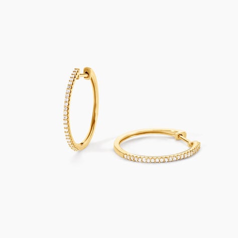 Creoles Or Jaune Aryanna Diamants - Boucles d'oreilles cr&eacute;oles Femme | Histoire d&rsquo;Or