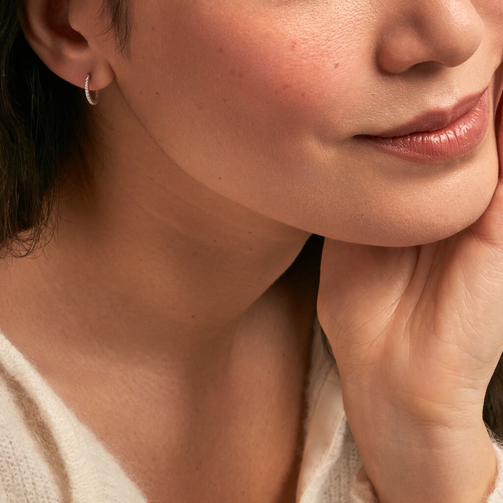 Créoles Or Blanc Brodie Oxyde De Zirconium - Boucles d'oreilles créoles Femme | Histoire d’Or