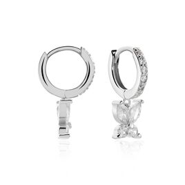 Créoles Argent Blanc Karitate Oxydes De Zirconium - Boucles d'Oreilles Papillon Femme | Histoire d’Or
