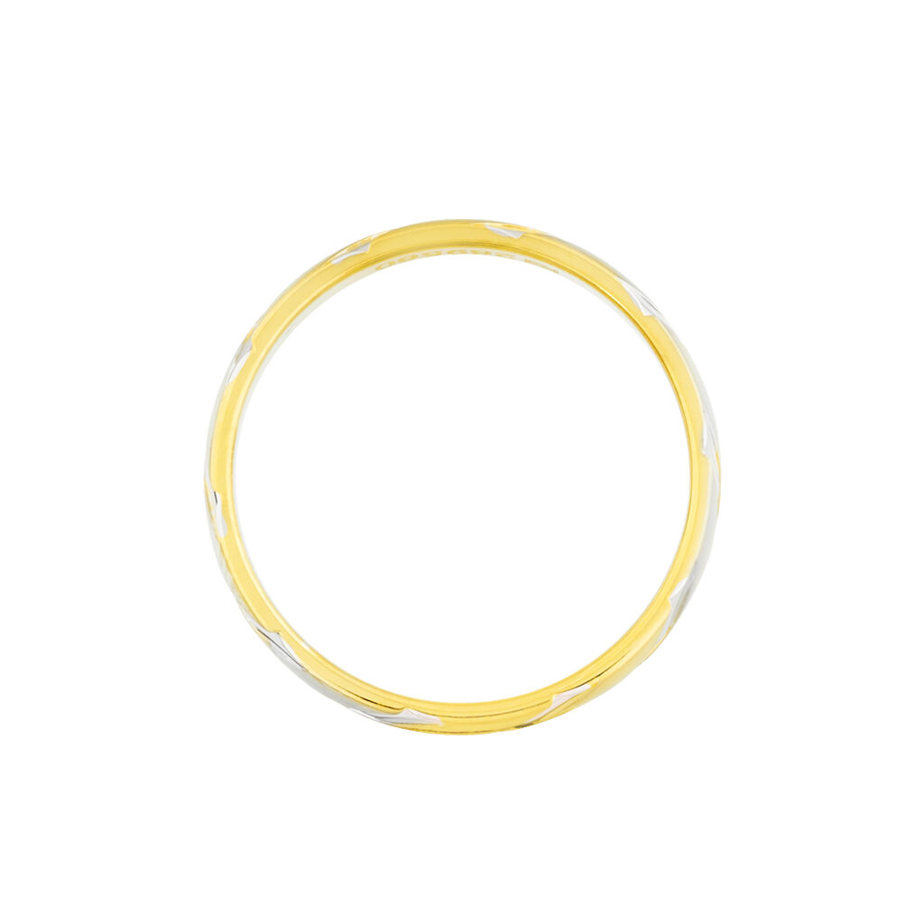 Alliance Strie Fantaisie Demi Jonc Classique Or Bicolore - Alliances Unisex | Histoire d&rsquo;Or