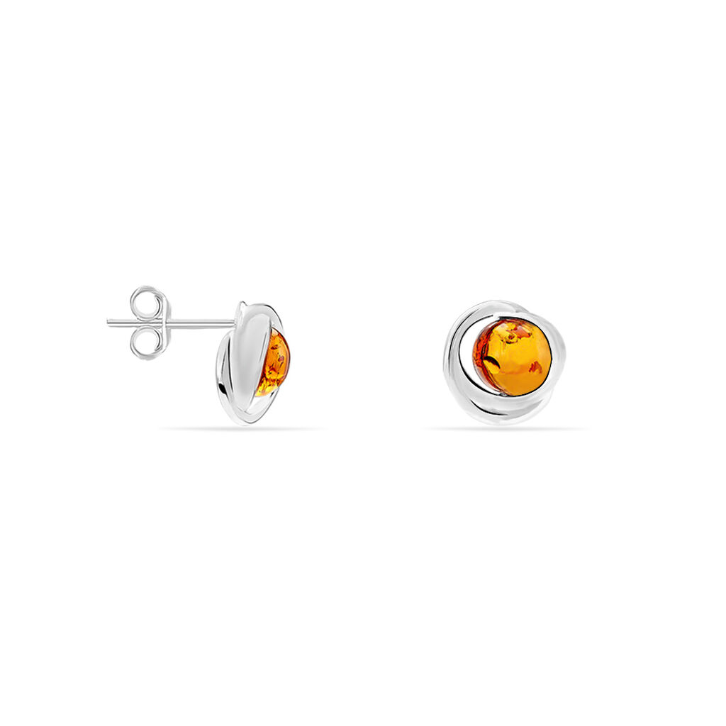 Boucles D'oreilles Argent Blanc Franjo Ambre - Boucles d'oreilles fantaisie Femme | Histoire d’Or