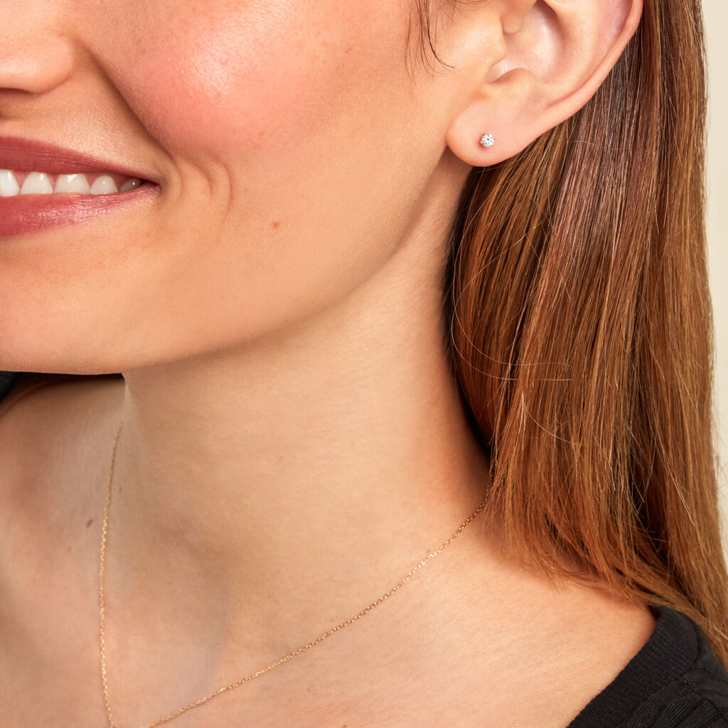 Boucle D'oreille Puce Unitaire Victoria Or Jaune Diamant - Clous d'oreilles Famille | Histoire d’Or