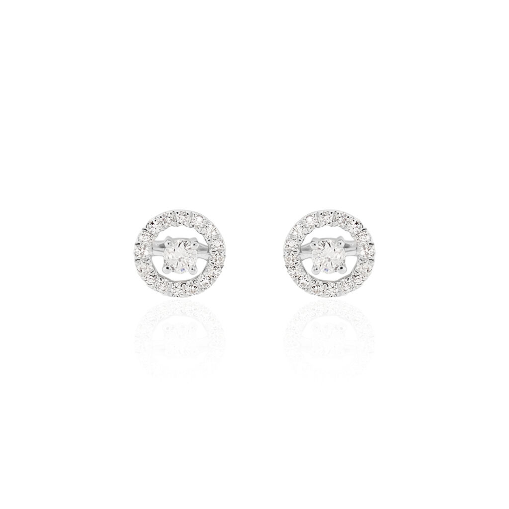 Boucles D'oreilles Puces Domitia Or Blanc Diamant - Clous d'oreilles Femme | Histoire d’Or