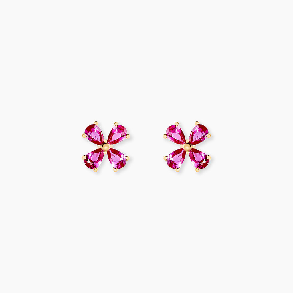 Boucles D'Oreilles Puces Fingall Or Jaune Oxyde De Zirconium - Clous d'oreilles Femme | Histoire d&rsquo;Or