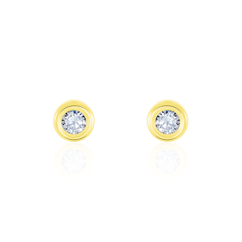 Boucles D'oreilles Puces Eden Serti Pneu Or Jaune Oxyde De Zirconium - Clous d'oreilles Femme | Histoire d’Or