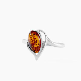 Bague Argent Blanc Nailla Ambre - Bagues solitaires Femme | Histoire d’Or