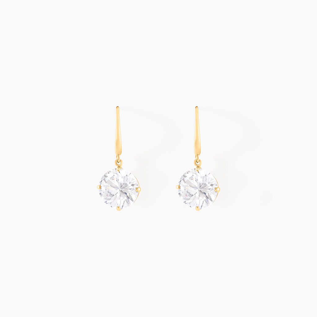 Boucles D'oreilles Pendantes Oxyde Rond Or Jaune Oxyde De Zirconium - Boucles d'oreilles pendantes Femme | Histoire d&rsquo;Or