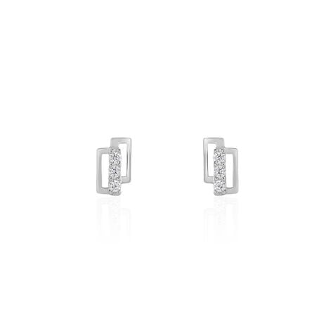 Boucles D'oreilles Puces Youssa Barrettes Or Blanc Oxyde De Zirconium - Clous d'oreilles Femme | Histoire d’Or