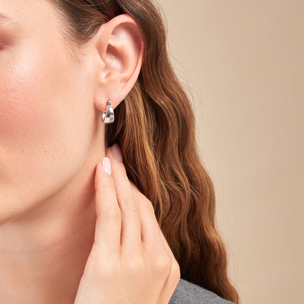 Créoles Suliac Argent Blanc - Boucles d'oreilles créoles Femme | Histoire d’Or