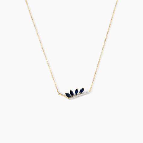 Collier Navette Or Jaune Saphir Diamant - Colliers Femme | Histoire d’Or