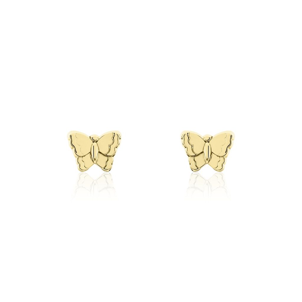 Boucles D'oreilles Puces Bartholomée Papillon Or Jaune - Clous d'oreilles Femme | Histoire d’Or