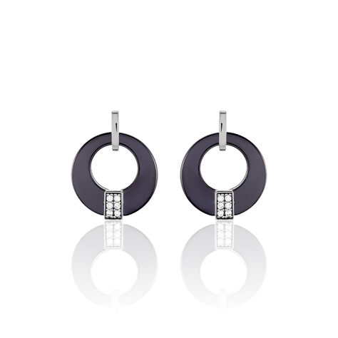 Boucles D'oreilles Pendantes Argent Céramique Et Oxyde De Zirconium - Boucles d'oreilles fantaisie Femme | Histoire d’Or